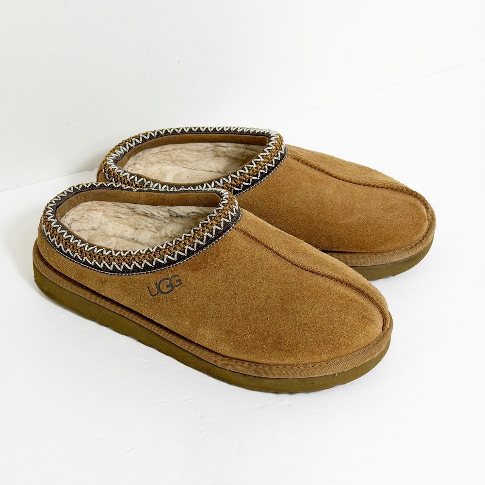 UGG Tasman Slipper Women 9 Mens 7 EU 40 Chestnut Brown Suede Shearling